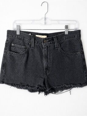 Levi’s Baggy Dad Cutoff Shorts Black High Rise Distressed W27